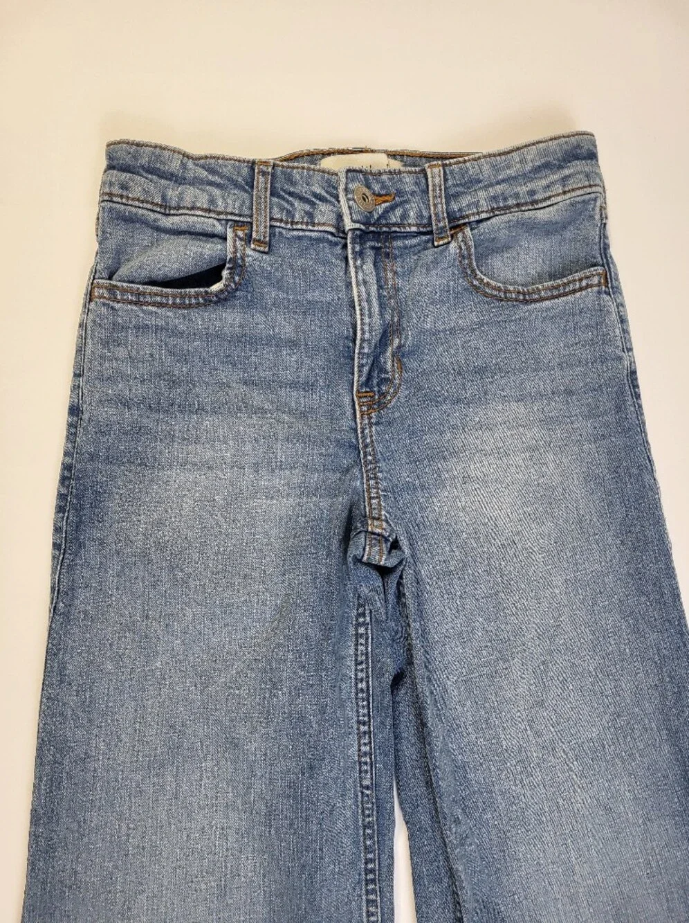 Abercrombie Kids High Rise Wide Leg Jeans Lace Bow Girl's Size 11/12 Adjustable